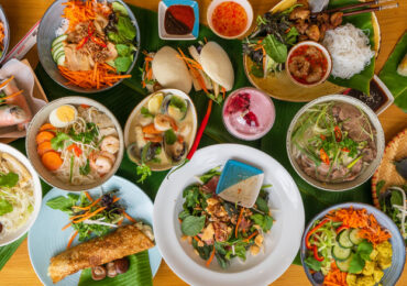 Vietnamese food background.
